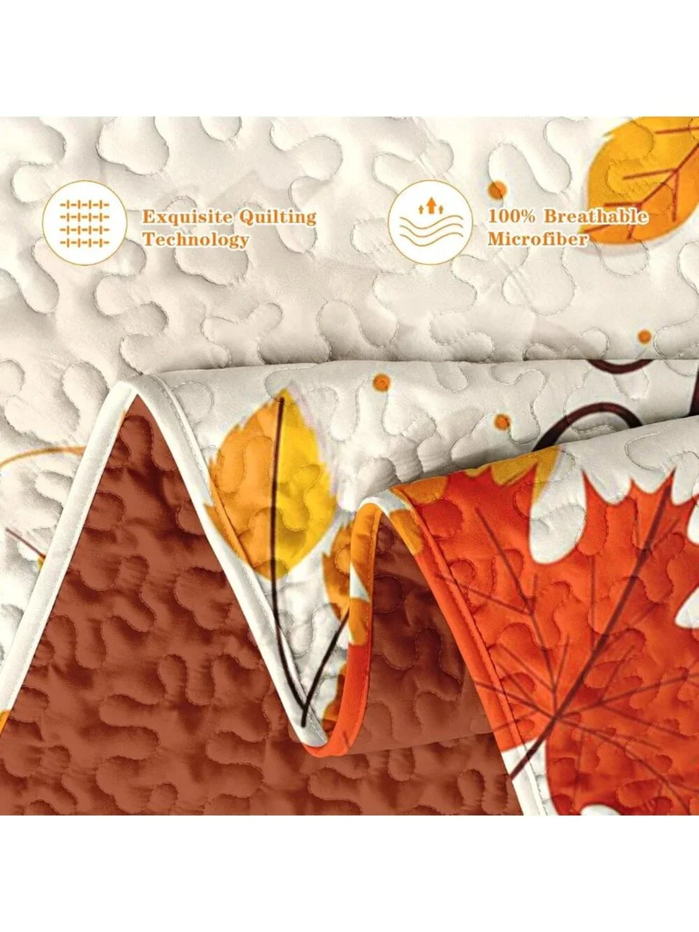 Cozy King Fall Quilt Set - 3 Piece Autumn Leaves Bedding & Bedspread